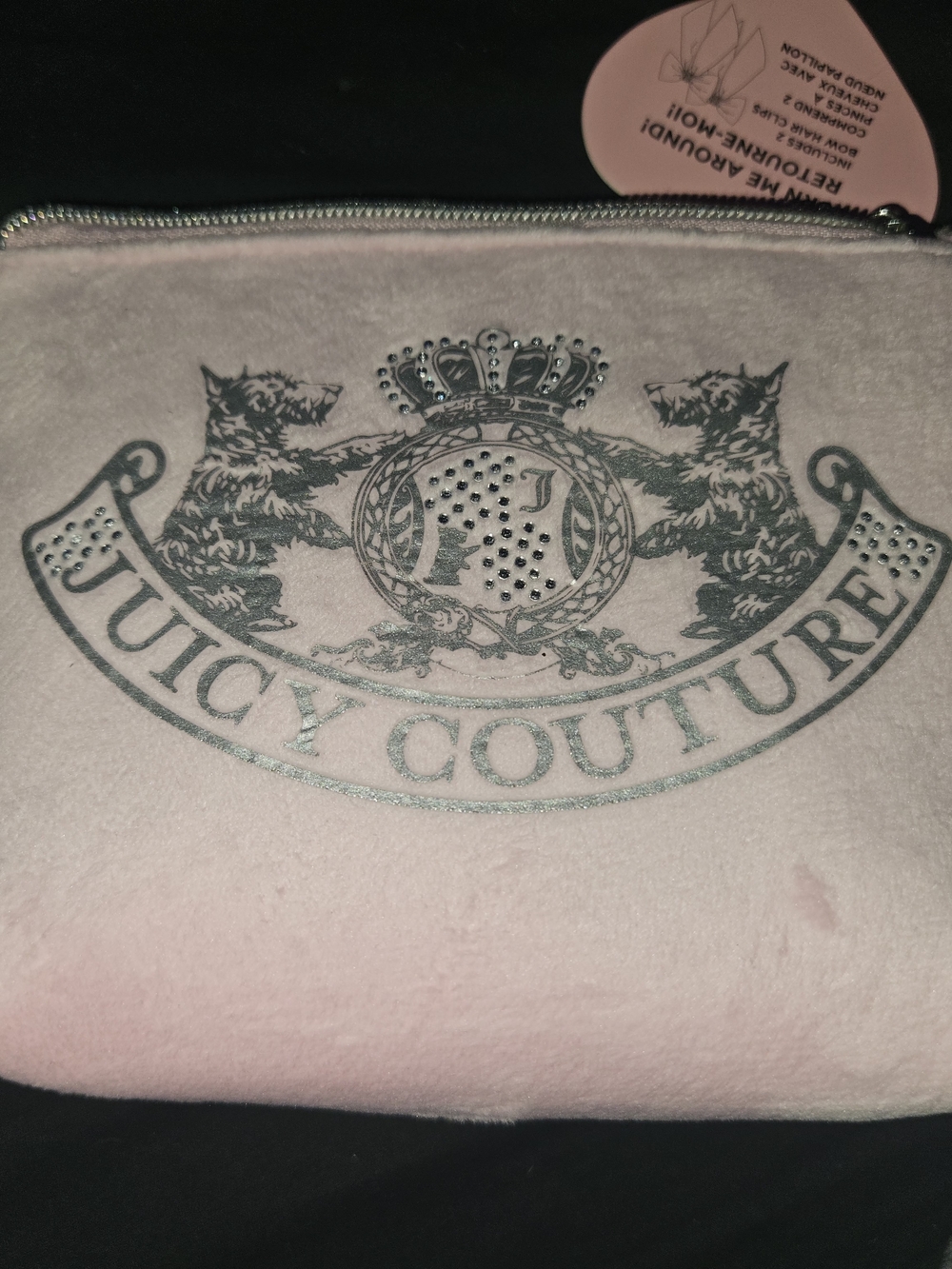 Juicy Couture Pink Velvet Logo Cosmetic Pouch